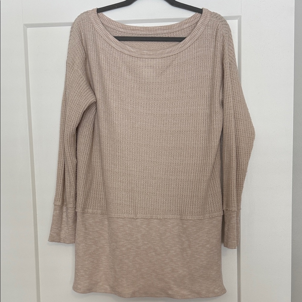 Cozy Tan Waffle Knit Sweater